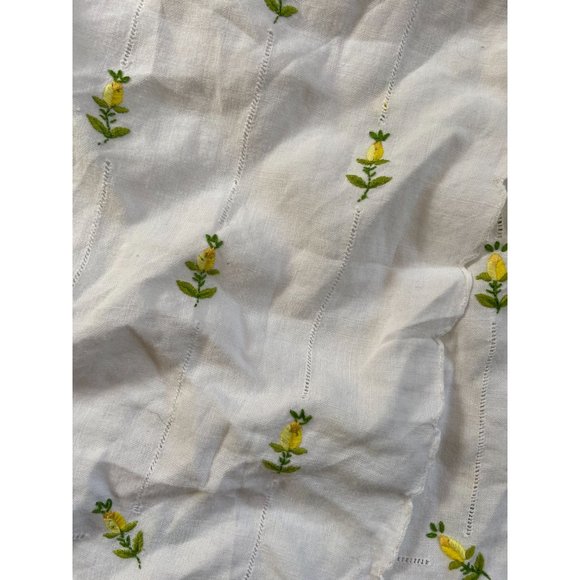 Linen Embroidered White Tablecloth 65” x  52.5” - Picture 3 of 6